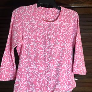 Lilly Pulitzer cardigan pink & white Size S
